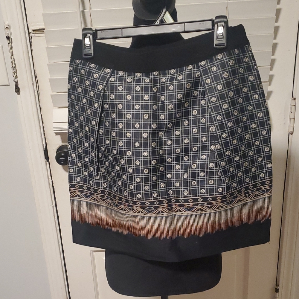 Alberta Ferretti Black and Cream Geometric Mini Skirt
